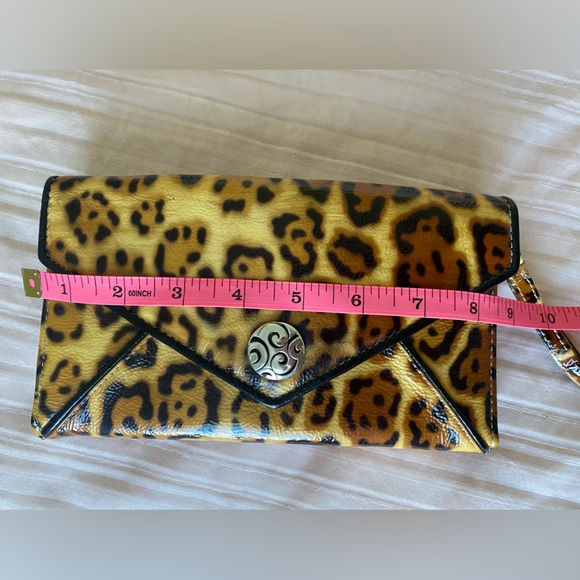 Brighton Leopard Patent Leather Envelope Cell Phone Organize Crossbody Clutch - Picture 12 of 15